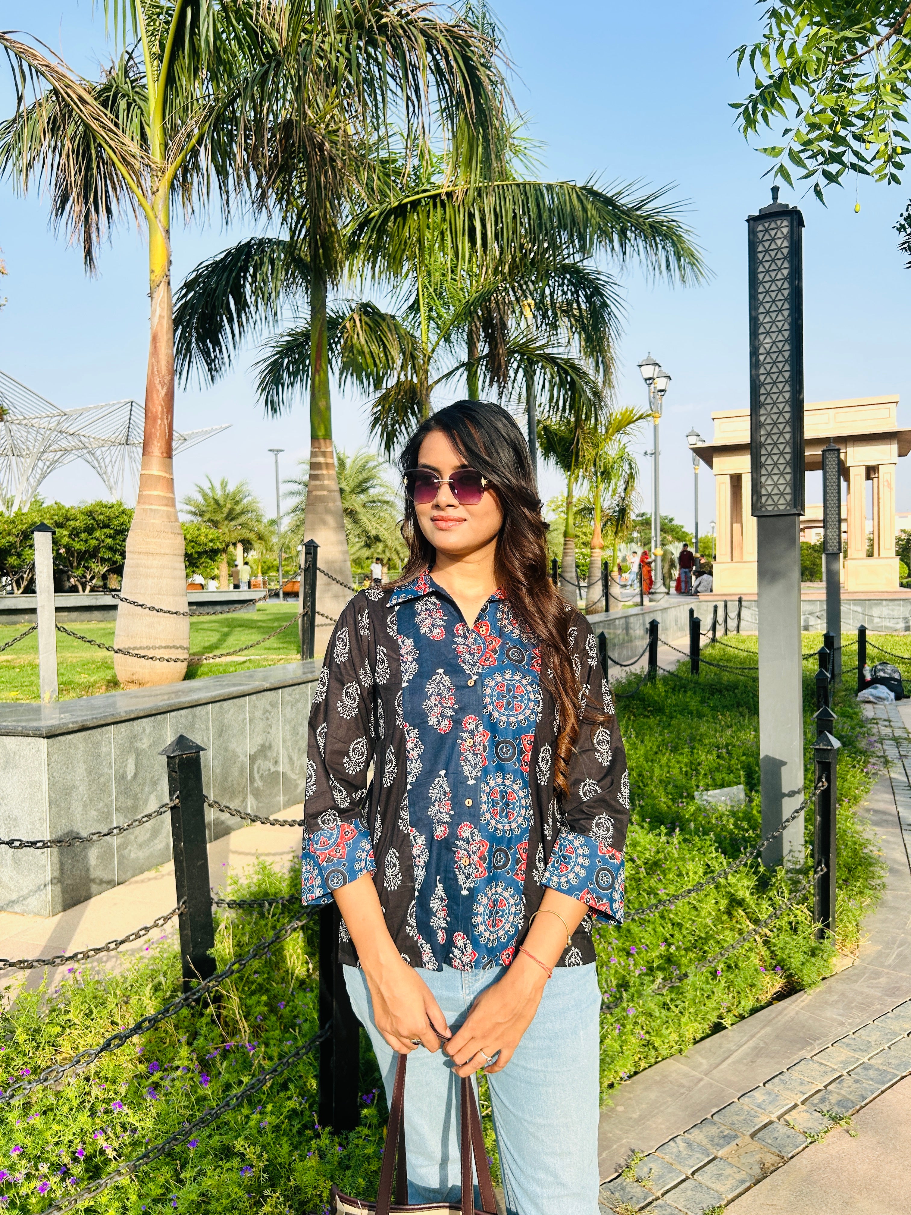 Royal Blue block print shirt