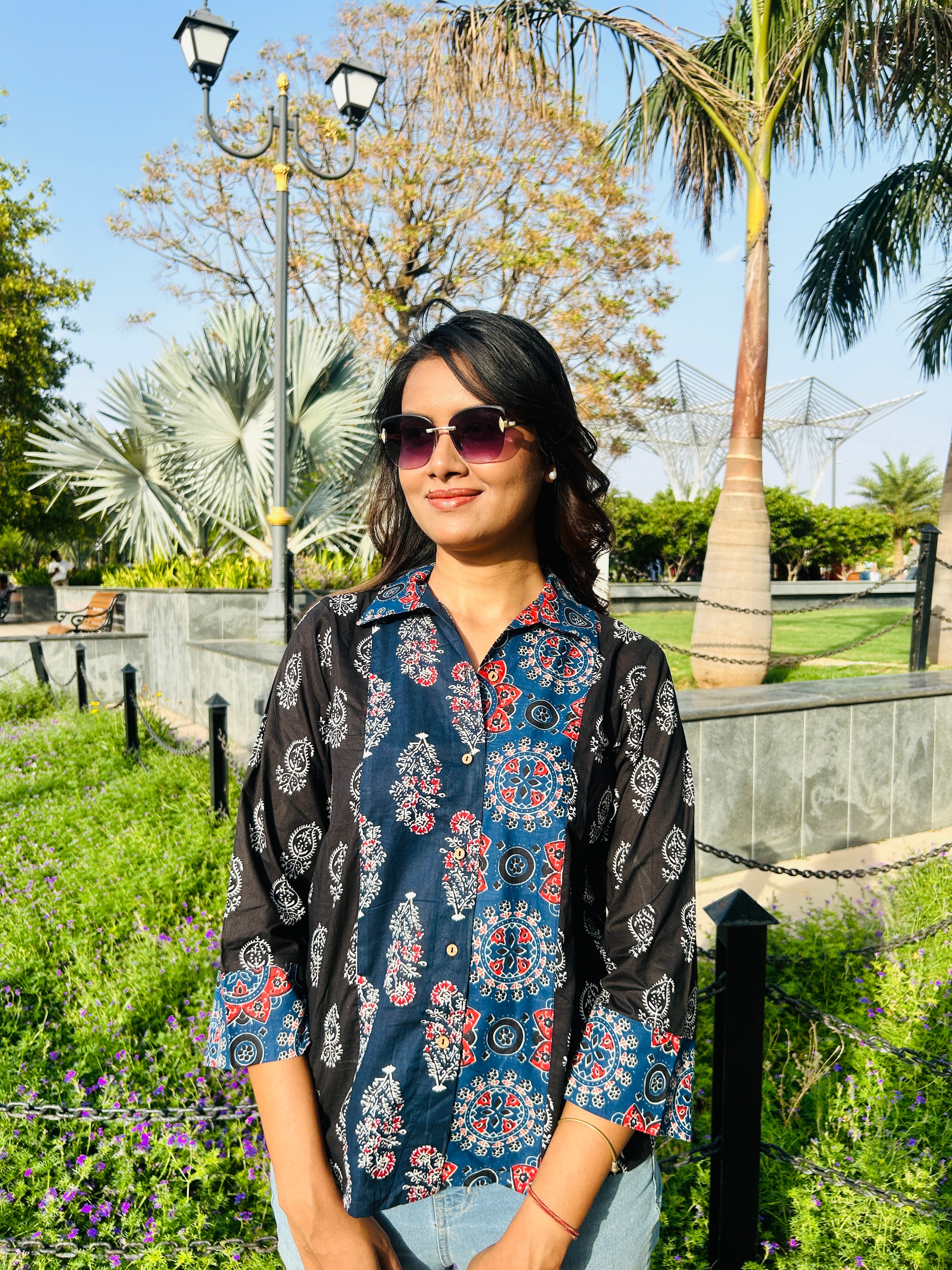 Royal Blue block print shirt