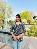 Black printed short kurti