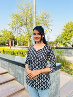 Black printed short kurti