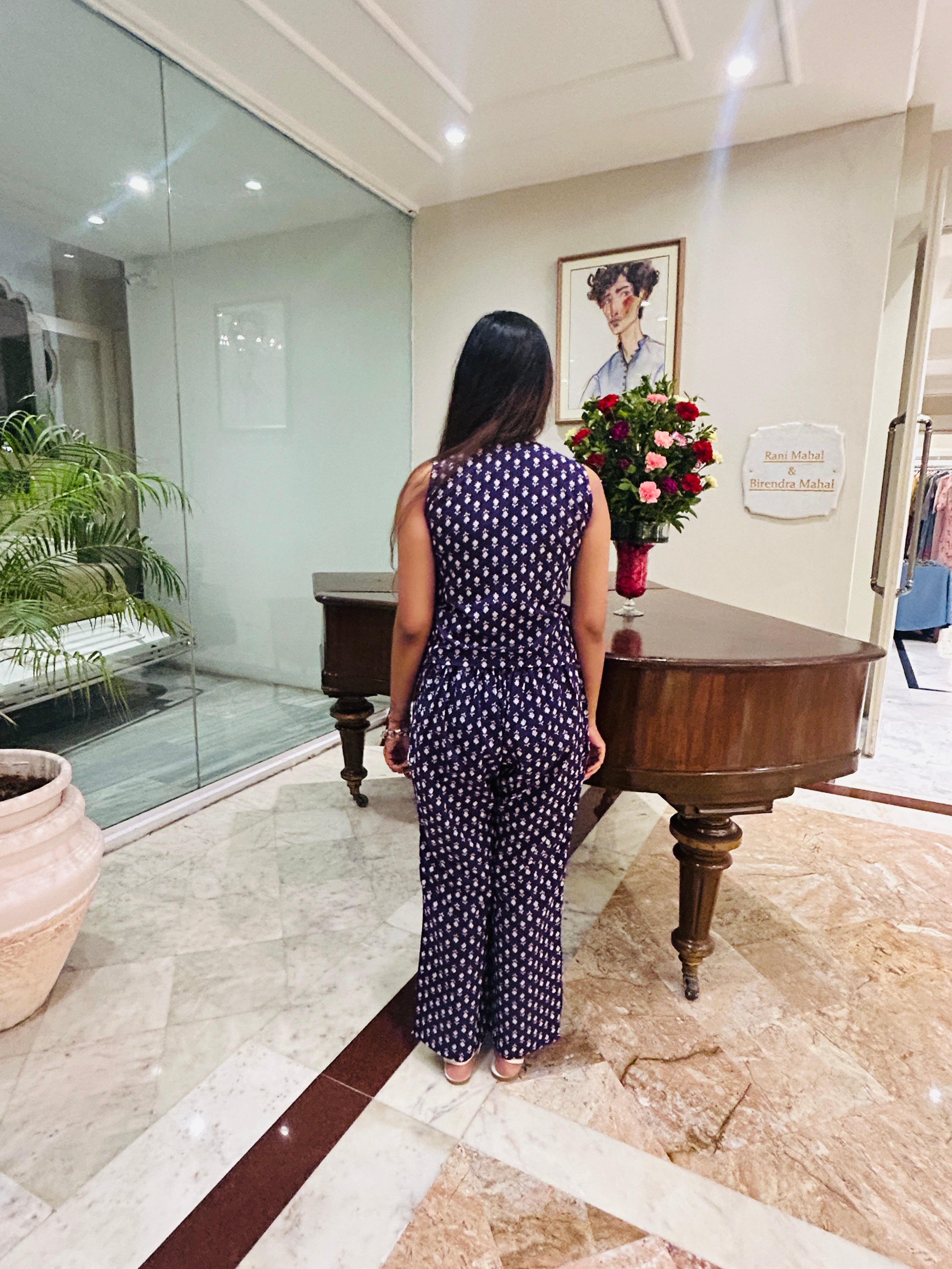 Purple Butti Printed Sleeveless Co-Ord Set for Women