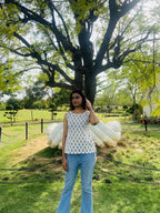 Yellow butti Block print short kurti