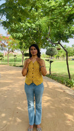 Yellow Hand Block Print Sleeveless Top