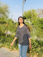 Black printed short kurti
